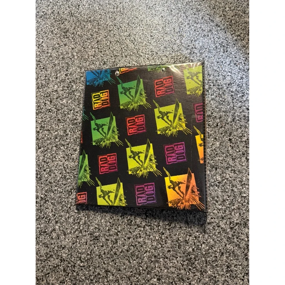 Vintage 1989 Mead Rad Dog Data Center 3-Ring Binder Organizer Neon Skater Surf